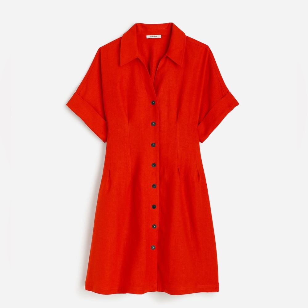 NWT Madewell Pleated Mini Shirtdress in 100% Linen - Picture 6 of 6